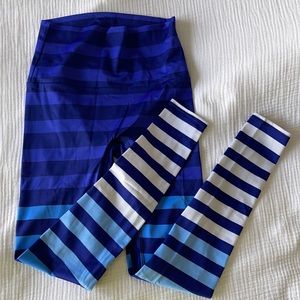 k-deer blue stripe ankle leggings